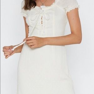 White lace up boho dress ! Never worn